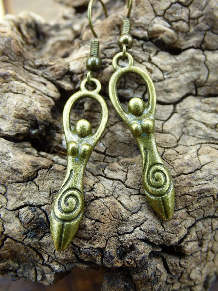 Goddess Spiral Earrings for Women ~ Antique Bronze or 304 Stainless Steel Golden ~ Silver ~HIPPIE ~GOA ~Boho ~Tibet ~Ethno ~Nature ~Esoteric - Art of Nature Berlin