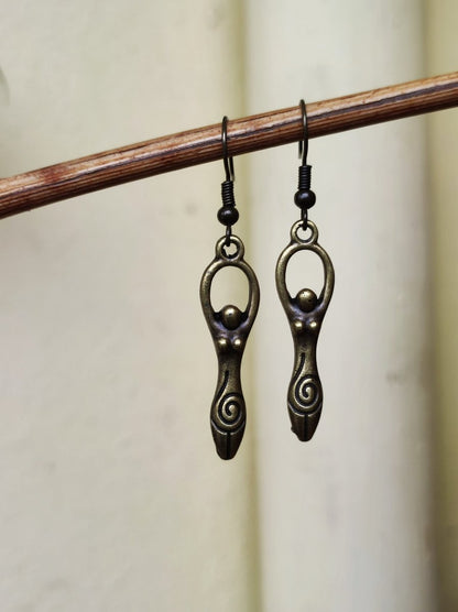 Goddess Spiral Earrings for Women ~ Antique Bronze or 304 Stainless Steel Golden ~ Silver ~HIPPIE ~GOA ~Boho ~Tibet ~Ethno ~Nature ~Esoteric - Art of Nature Berlin