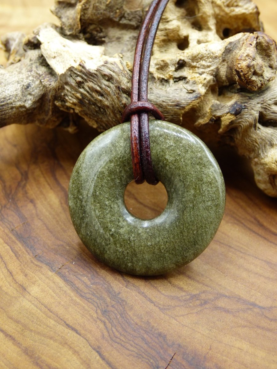 Goldobsidian 30mm Donut ~ Edelstein Kette ~HIPPIE ~GOA ~Boho ~Tibet ~Ethno ~Nature ~Donut ~Schutzsymbol ~Heilstein Obsidian - Art of Nature Berlin