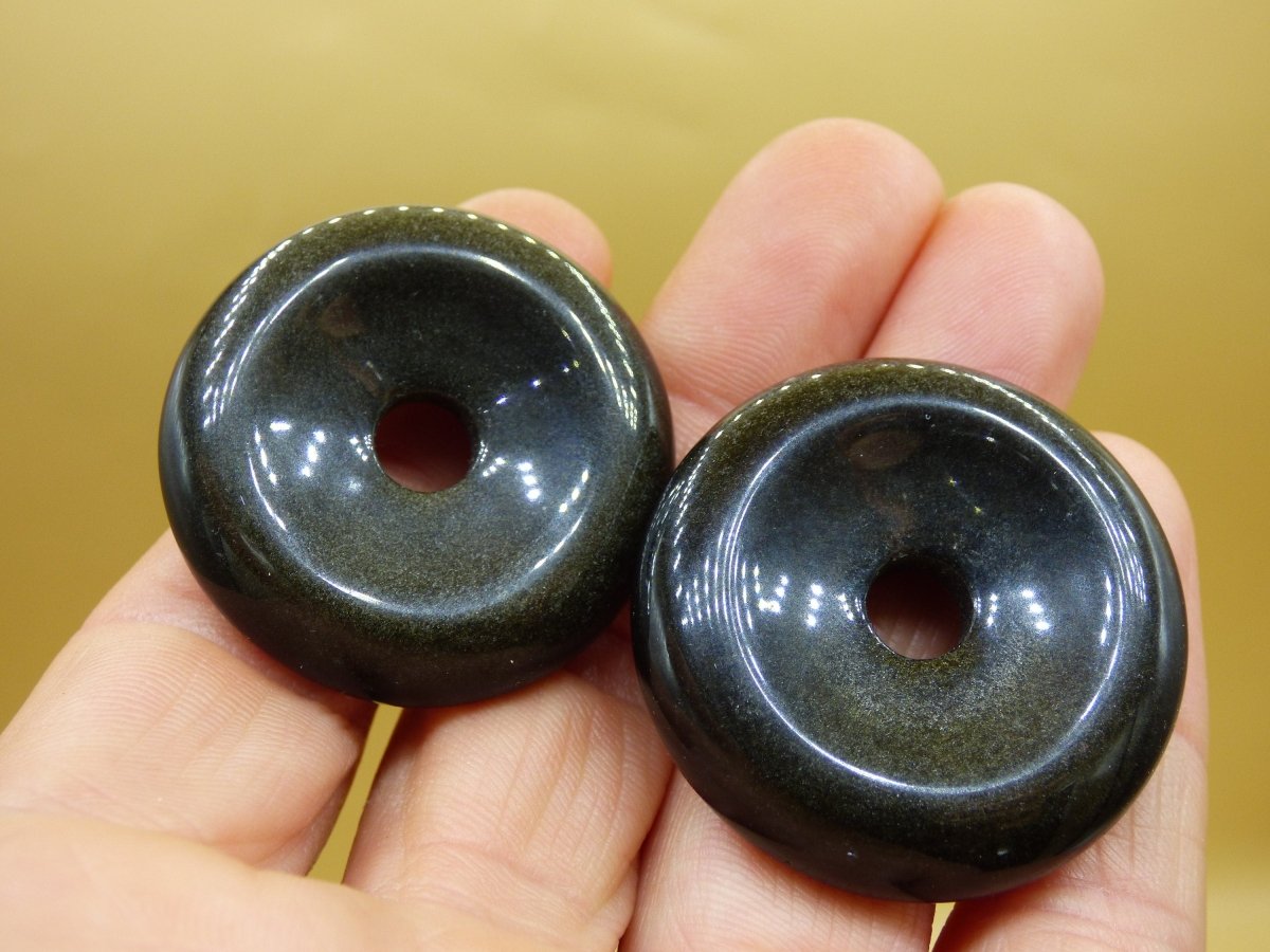 Goldobsidian 35mm - Edelstein Donut Kette Mann Frau Vater Mutter Sohn Tochter Freund Heilstein Glück Goa Hippie Natur Rarität Geschenk - Art of Nature Berlin