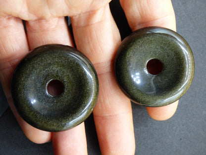 Goldobsidian 35mm - Edelstein Donut Kette Mann Frau Vater Mutter Sohn Tochter Freund Heilstein Glück Goa Hippie Natur Rarität Geschenk - Art of Nature Berlin