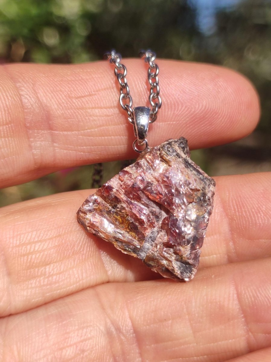 Granat Almandin ~ 925 Sterling Silber Öse ~ Edelstein Kette ~HIPPIE ~GOA ~Boho ~Tibet ~Ethno ~Nature ~Schutzsymbol ~Heilstein - Art of Nature Berlin