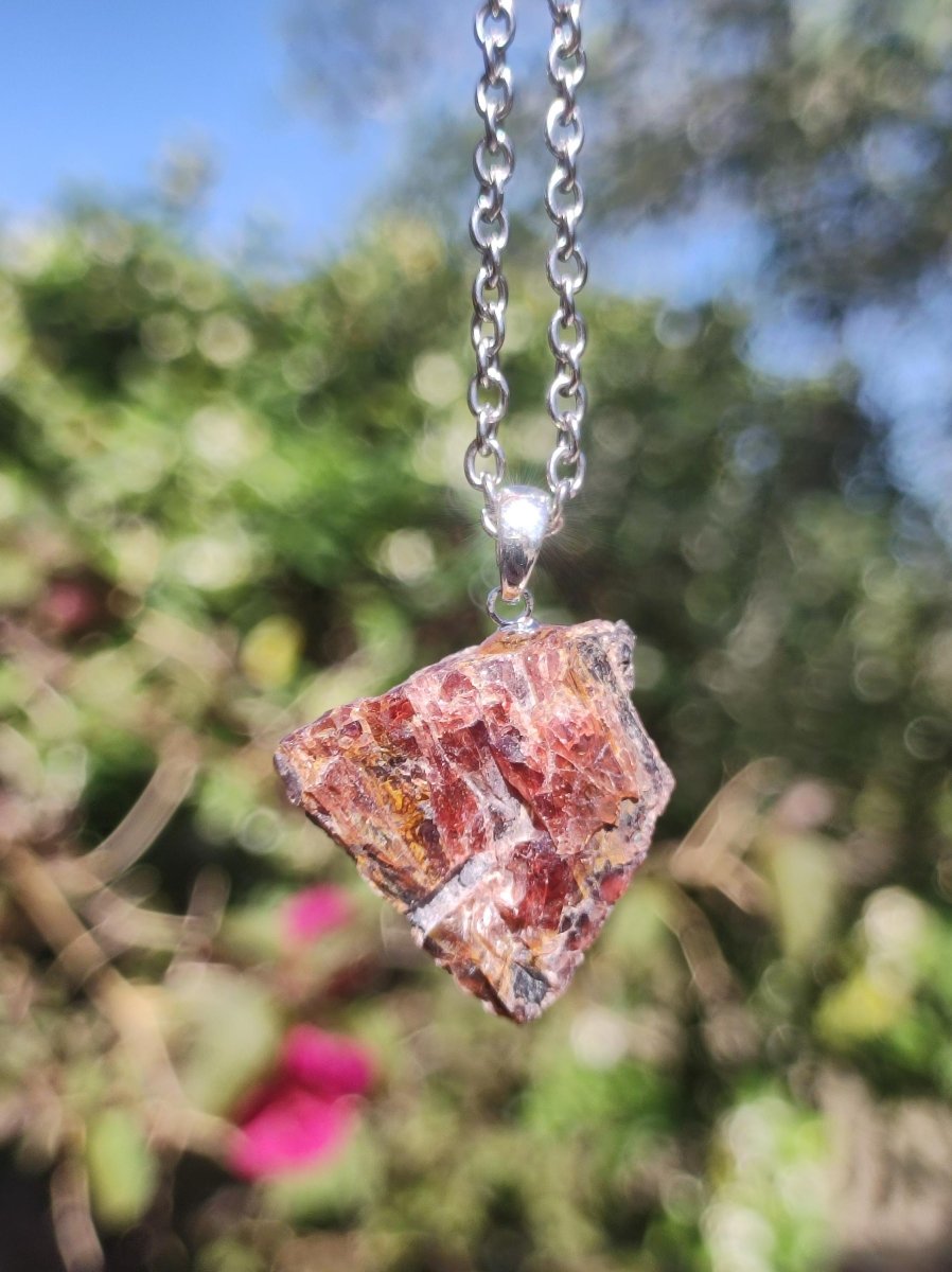 Granat Almandin ~ 925 Sterling Silber Öse ~ Edelstein Kette ~HIPPIE ~GOA ~Boho ~Tibet ~Ethno ~Nature ~Schutzsymbol ~Heilstein - Art of Nature Berlin