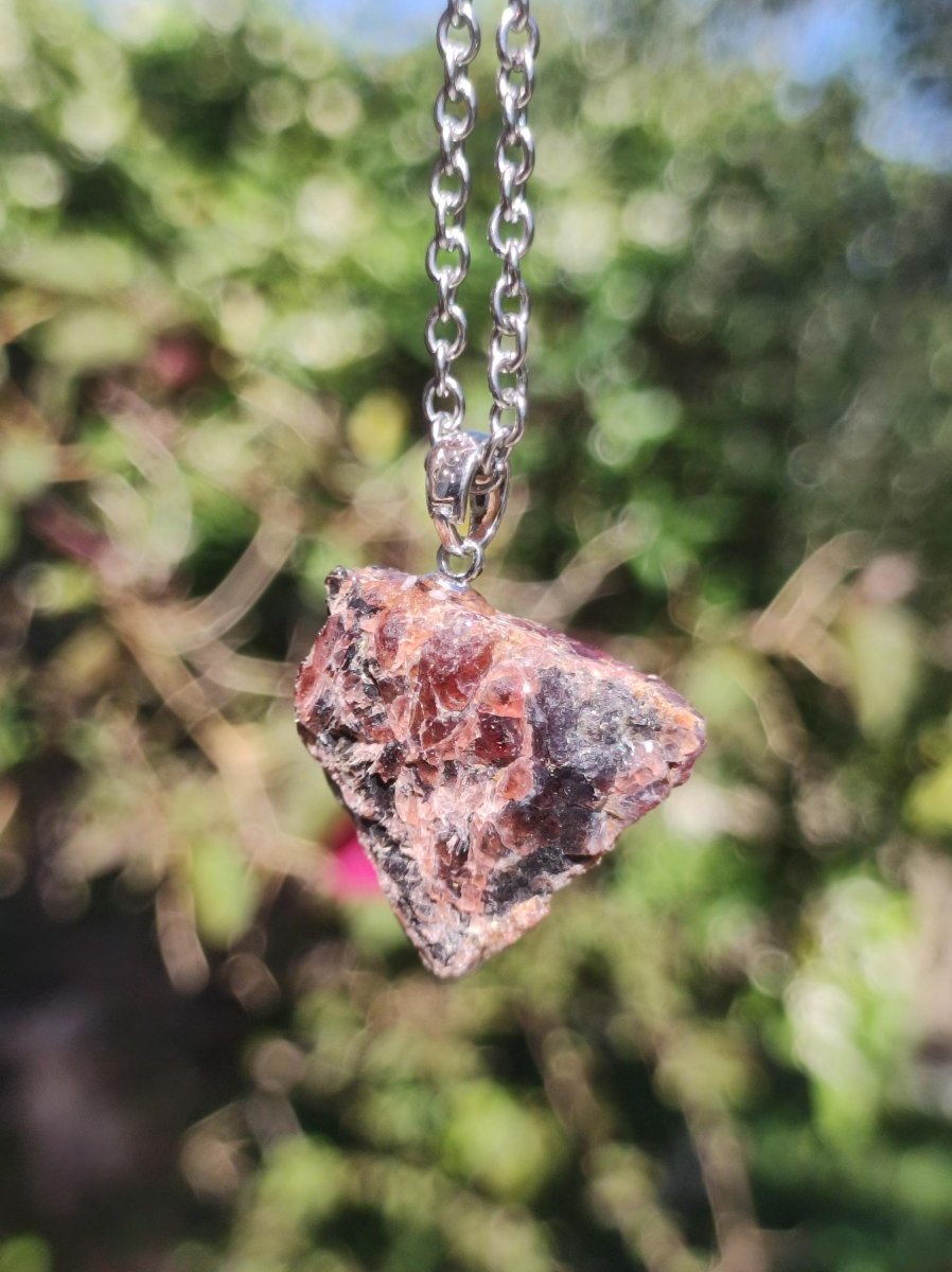 Granat Almandin ~ 925 Sterling Silber Öse ~ Edelstein Kette ~HIPPIE ~GOA ~Boho ~Tibet ~Ethno ~Nature ~Schutzsymbol ~Heilstein - Art of Nature Berlin