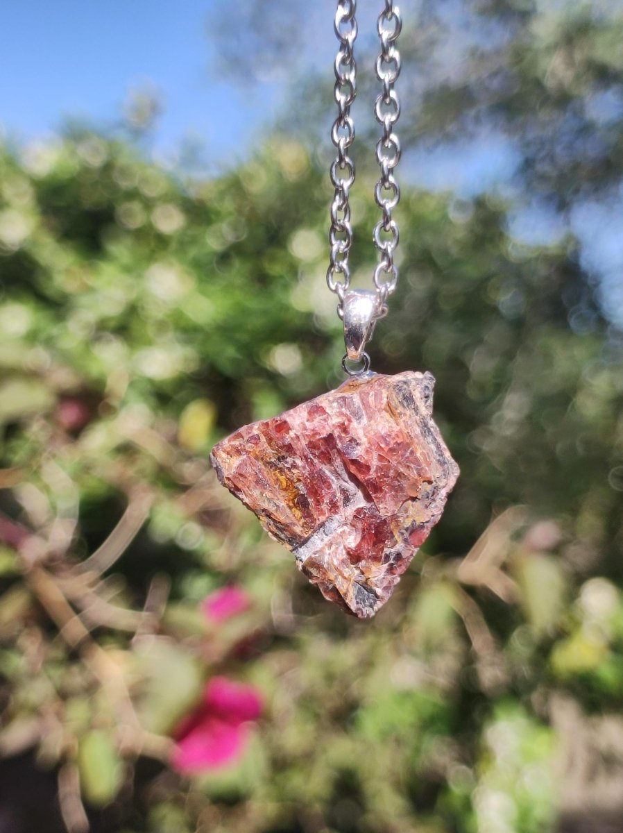 Granat Almandin ~ 925 Sterling Silber Öse ~ Edelstein Kette ~HIPPIE ~GOA ~Boho ~Tibet ~Ethno ~Nature ~Schutzsymbol ~Heilstein - Art of Nature Berlin