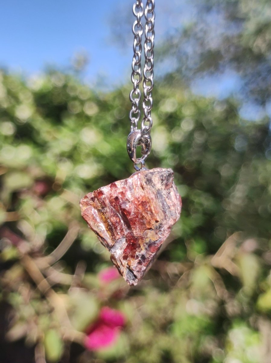 Granat Almandin ~ 925 Sterling Silber Öse ~ Edelstein Kette ~HIPPIE ~GOA ~Boho ~Tibet ~Ethno ~Nature ~Schutzsymbol ~Heilstein - Art of Nature Berlin