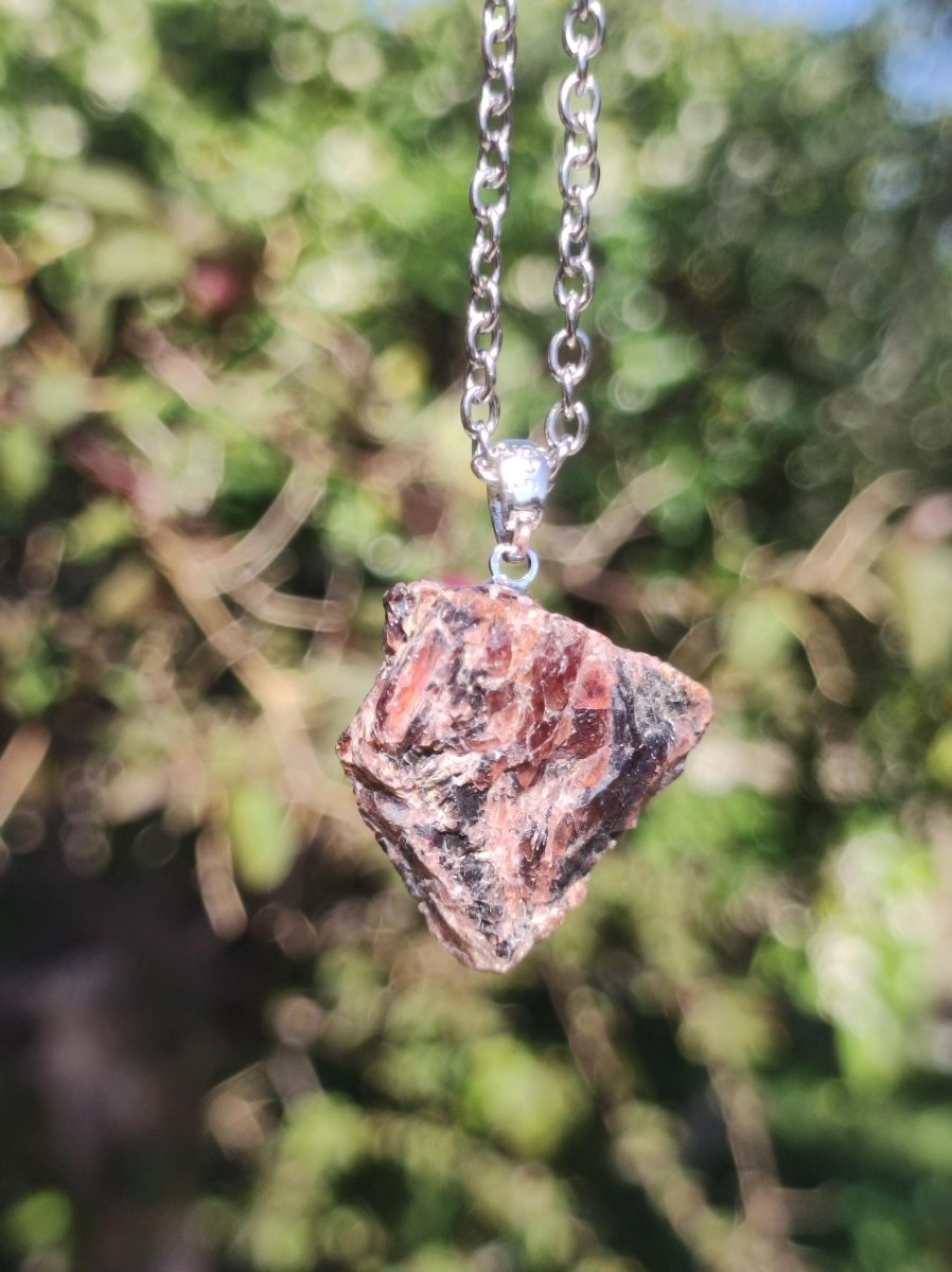 Granat Almandin ~ 925 Sterling Silber Öse ~ Edelstein Kette ~HIPPIE ~GOA ~Boho ~Tibet ~Ethno ~Nature ~Schutzsymbol ~Heilstein - Art of Nature Berlin