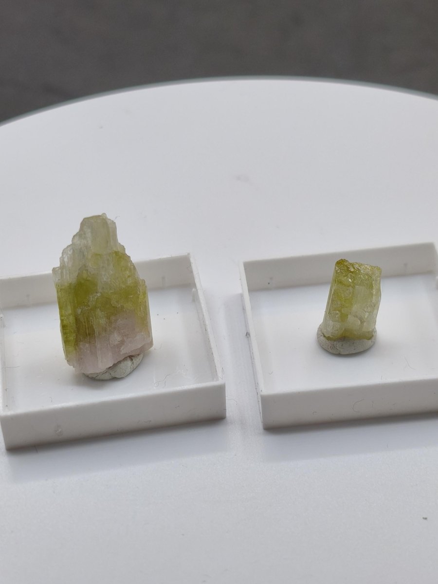 Grüner Turmalin Rohkristall – Seltene helle Farbgebung | 2 Unikate zur Wahl Kristalle & Mineralien Sammler Stufen Edelstein Deko Kristall - Art of Nature Berlin