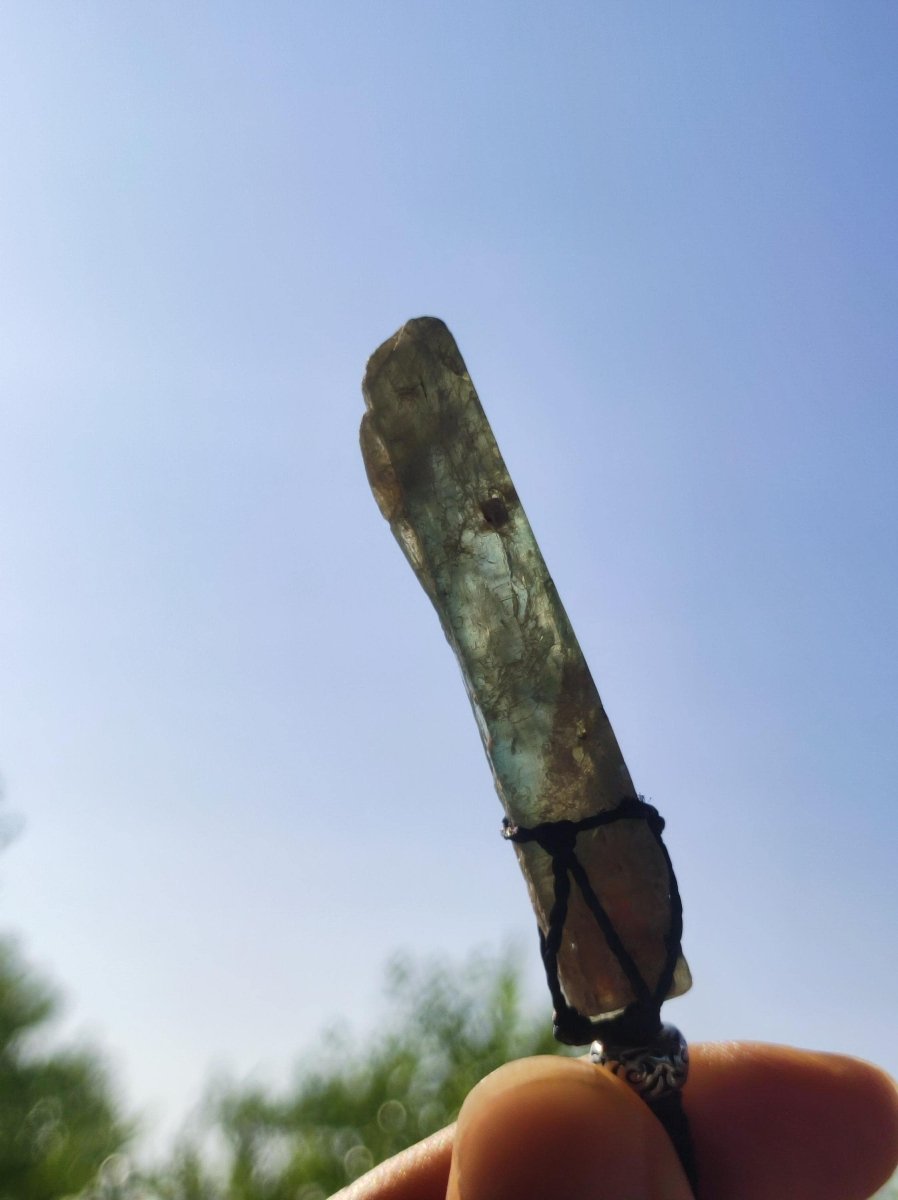 grüner Kyanit / Cyanit / Disthen / Sapparit ~ Makramee Edelstein Kette ~HIPPIE ~GOA ~Boho ~Ethno ~Nature ~Heilstein ~Auge - Art of Nature Berlin