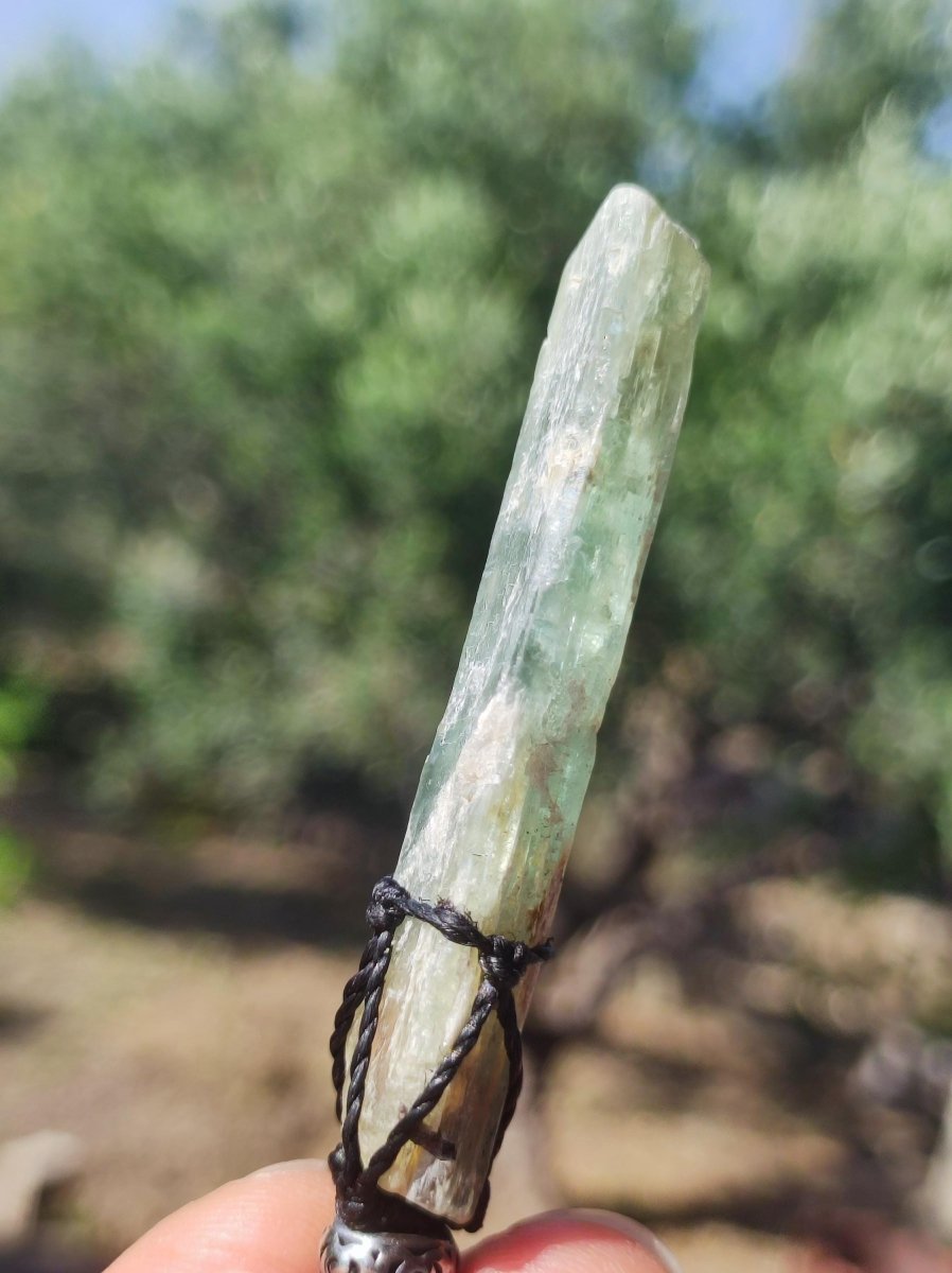 grüner Kyanit / Cyanit / Disthen / Sapparit ~ Makramee Edelstein Kette ~HIPPIE ~GOA ~Boho ~Ethno ~Nature ~Heilstein ~Auge - Art of Nature Berlin