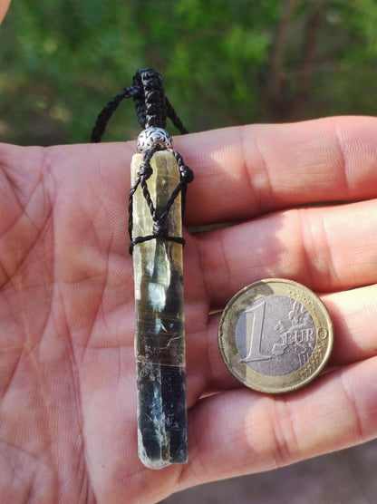 grüner Kyanit / Cyanit / Disthen / Sapparit - Makramee Edelstein Kette Natur grün Schutz Heilstein Kristall Mann Frau Er Sie Geschenk Freund - Art of Nature Berlin