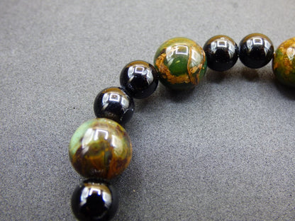 grüner Opal + Turmalin schwarz (Schorl) - Edelstein Armband Stretch Perlen Geschenk Glück Mann Frau Kind Er Sie Freund Energie Chakra - Art of Nature Berlin