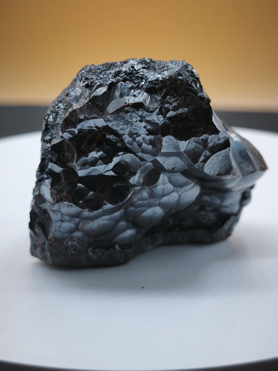 Hämatit Mineralstufe – Metallisch glänzender Glaskopf mit Kristallflächen Natur Unikat Roh Stufe Marokko Dekostück Sammler Mineral Edelstein - Art of Nature Berlin