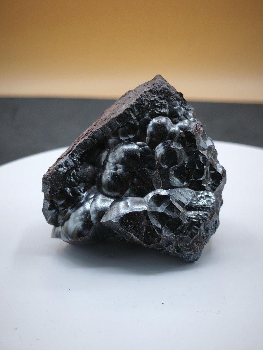 Hämatit Mineralstufe – Metallisch glänzender Glaskopf mit Kristallflächen Natur Unikat Roh Stufe Marokko Dekostück Sammler Mineral Edelstein - Art of Nature Berlin