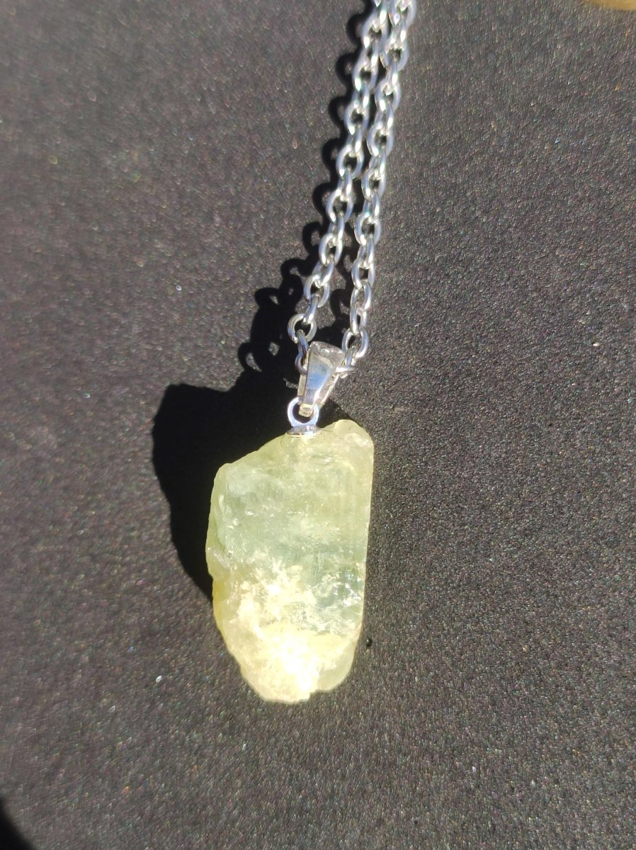 Heliodor (grüner Beryll / Aquamarin) roh 925 Sterling Silber Edelstein Kette Rarität Heilstein Kristall Anhänger Mann Frau Er Sie Geschenk - Art of Nature Berlin