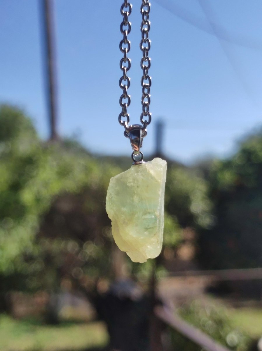 Heliodor (grüner Beryll / Aquamarin) roh 925 Sterling Silber Edelstein Kette Rarität Heilstein Kristall Anhänger Mann Frau Er Sie Geschenk - Art of Nature Berlin