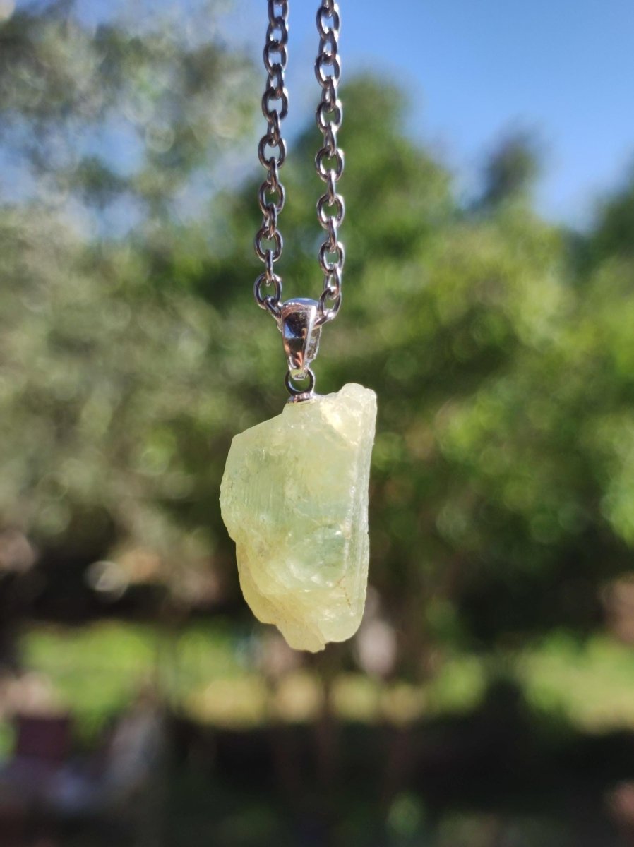 Heliodor (grüner Beryll / Aquamarin) roh 925 Sterling Silber Edelstein Kette Rarität Heilstein Kristall Anhänger Mann Frau Er Sie Geschenk - Art of Nature Berlin