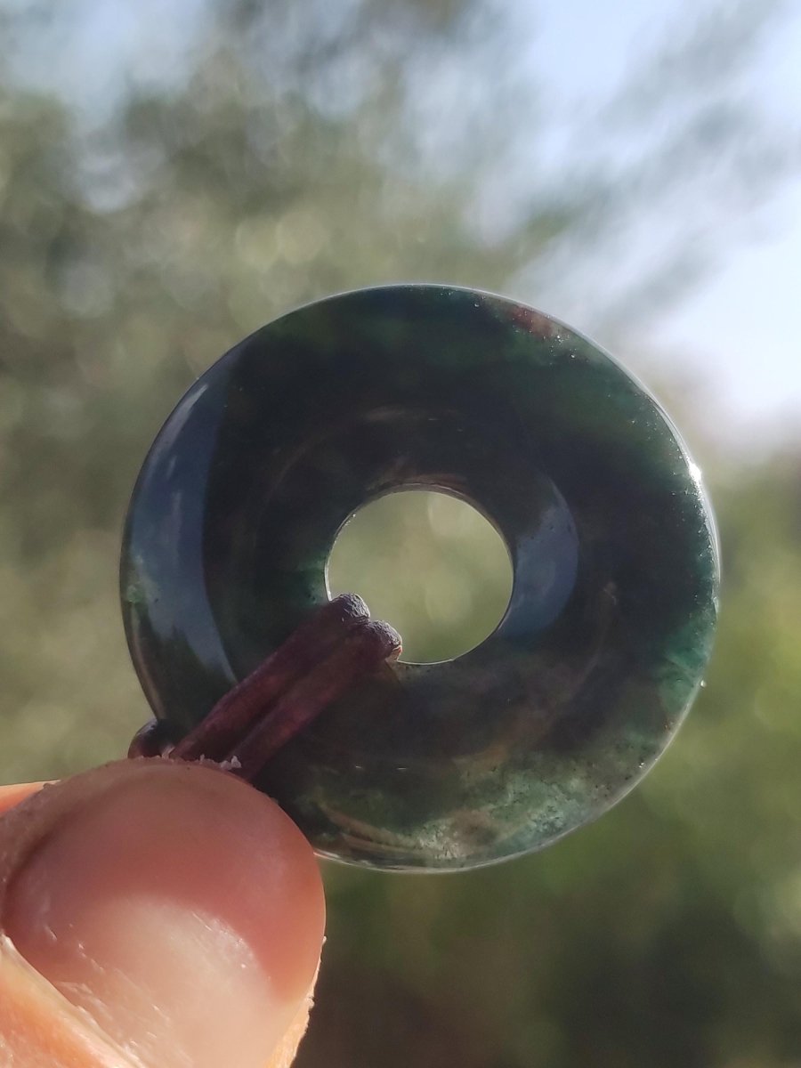 Heliotrop - Donut 30mm Edelstein Kette rund Heilstein Schutzsymbol Mann Frau Kind Glück HIPPIE GOA Boho Tibet Ethno Natur Rarität Geschenk - Art of Nature Berlin