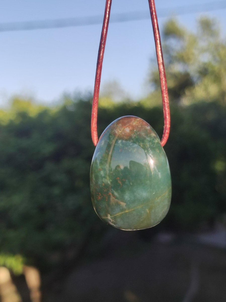 Heliotrop ~ Edelstein Kette grün ~HIPPIE ~GOA ~Boho ~Ethno ~Nature ~Heilstein - Art of Nature Berlin