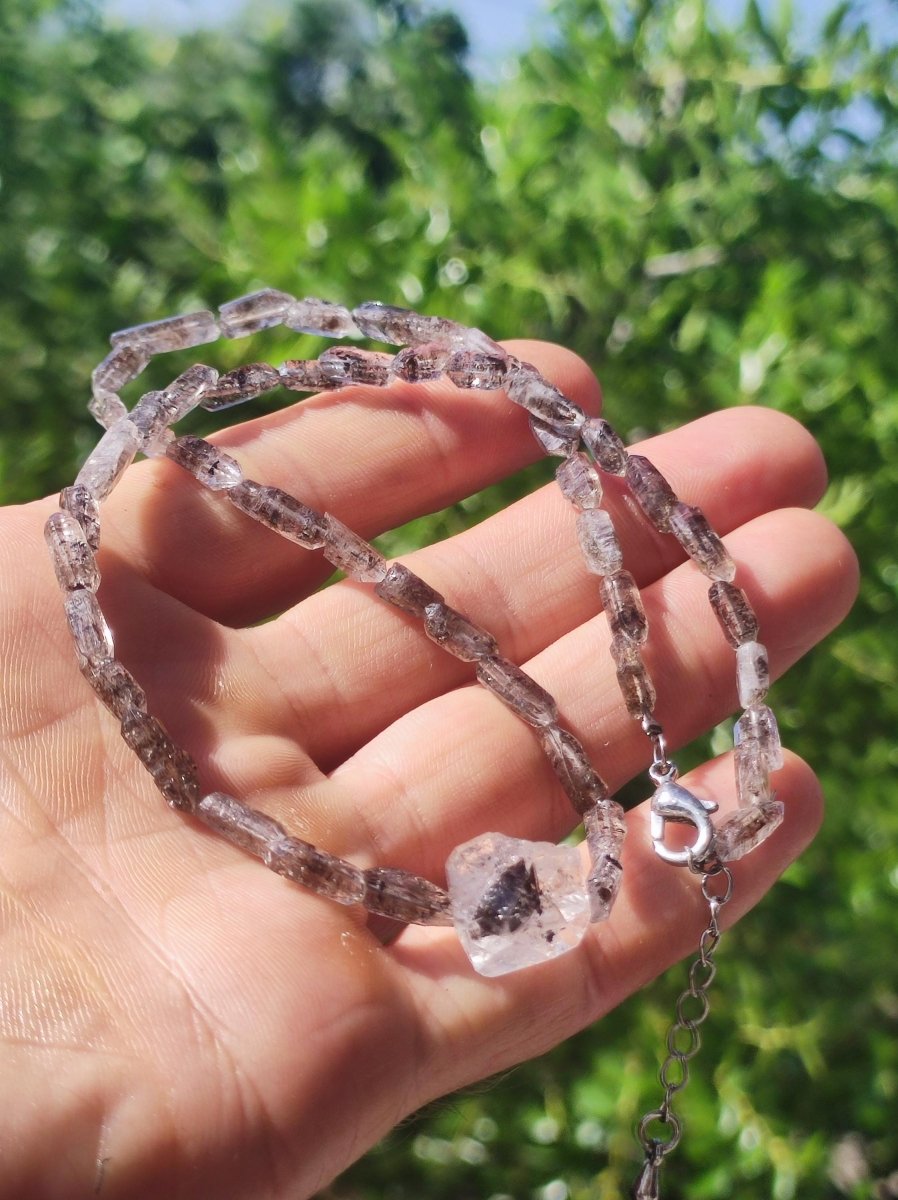 Herkimer Diamant AAA Edelstein Kette roh Anhänger Natur klar Heilstein Kristall Rarität Selten Geschenk Mann Frau Mutter Vater Er Sie Unikat - Art of Nature Berlin