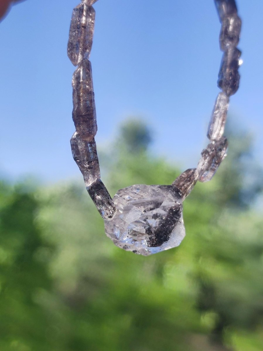 Herkimer Diamant AAA Edelstein Kette roh Anhänger Natur klar Heilstein Kristall Rarität Selten Geschenk Mann Frau Mutter Vater Er Sie Unikat - Art of Nature Berlin