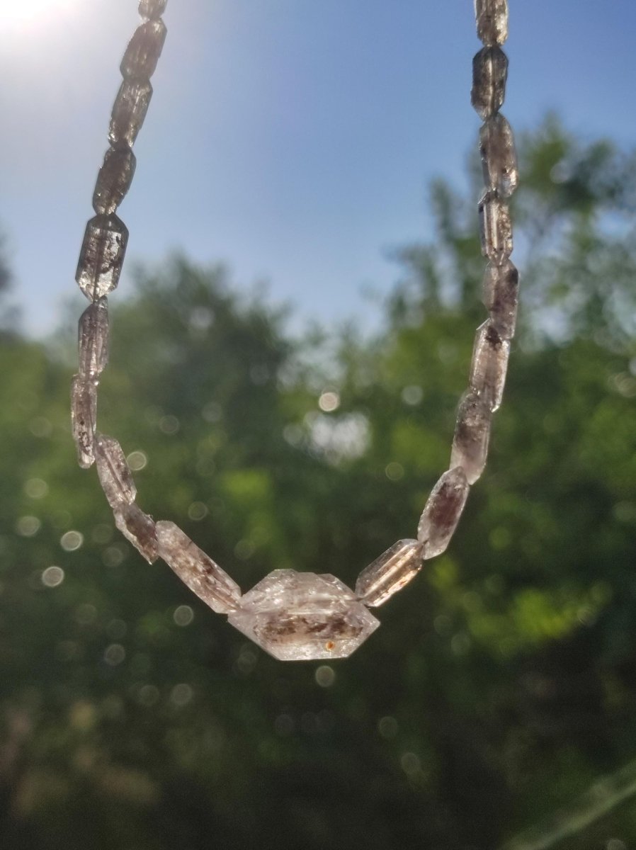 Herkimer Diamant AAA Edelstein Kette roh Anhänger Natur klar Heilstein Kristall Rarität Selten Geschenk Mann Frau Mutter Vater Er Sie Unikat - Art of Nature Berlin