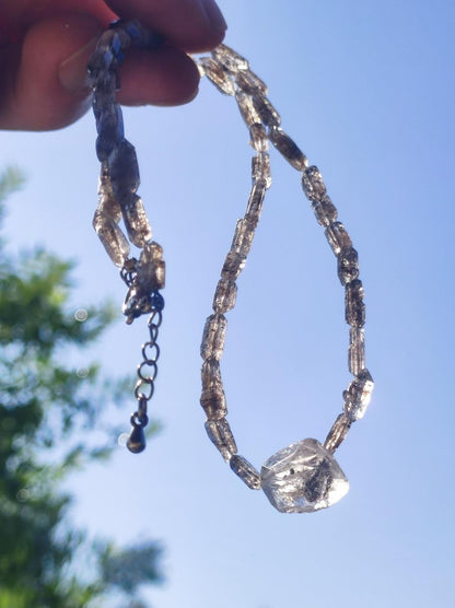 Herkimer Diamant AAA Edelstein Kette roh Anhänger Natur klar Heilstein Kristall Rarität Selten Geschenk Mann Frau Mutter Vater Er Sie Unikat - Art of Nature Berlin
