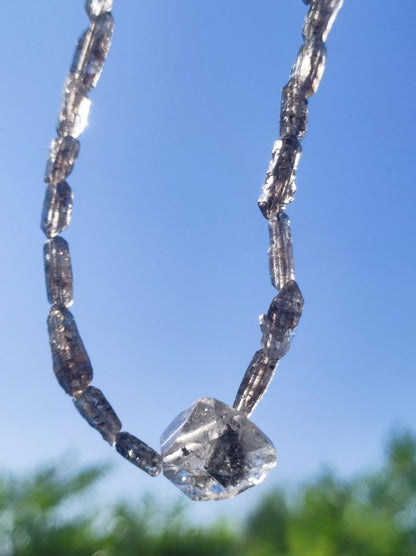 Herkimer Diamant AAA Edelstein Kette roh Anhänger Natur klar Heilstein Kristall Rarität Selten Geschenk Mann Frau Mutter Vater Er Sie Unikat - Art of Nature Berlin