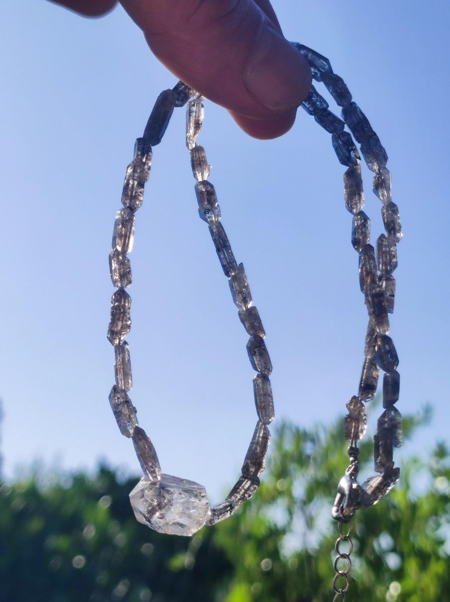 Herkimer Diamant AAA Edelstein Kette roh Anhänger Natur klar Heilstein Kristall Rarität Selten Geschenk Mann Frau Mutter Vater Er Sie Unikat - Art of Nature Berlin