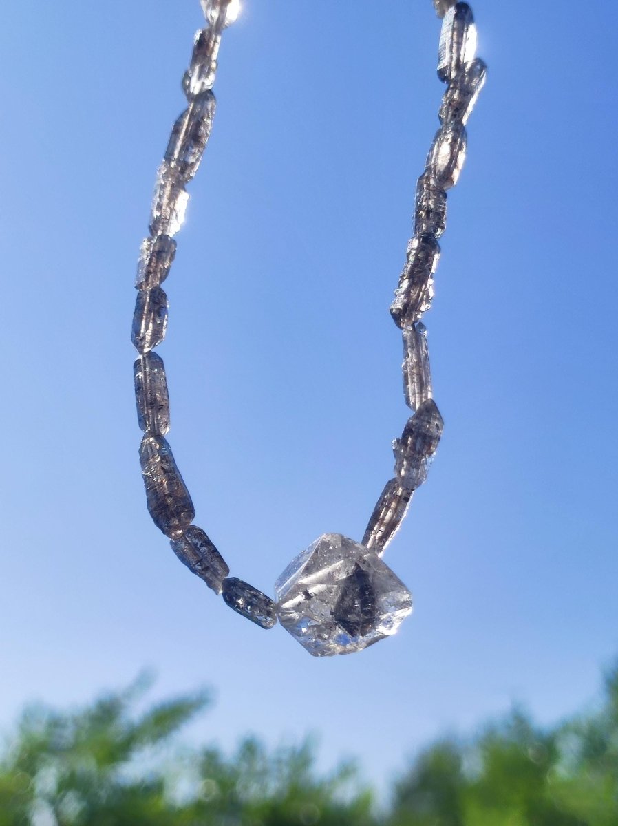 Herkimer Diamant AAA Edelstein Kette roh Anhänger Natur klar Heilstein Kristall Rarität Selten Geschenk Mann Frau Mutter Vater Er Sie Unikat - Art of Nature Berlin