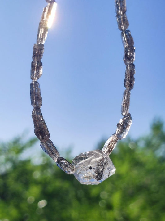 Herkimer Diamant AAA Edelstein Kette roh Anhänger Natur klar Heilstein Kristall Rarität Selten Geschenk Mann Frau Mutter Vater Er Sie Unikat - Art of Nature Berlin