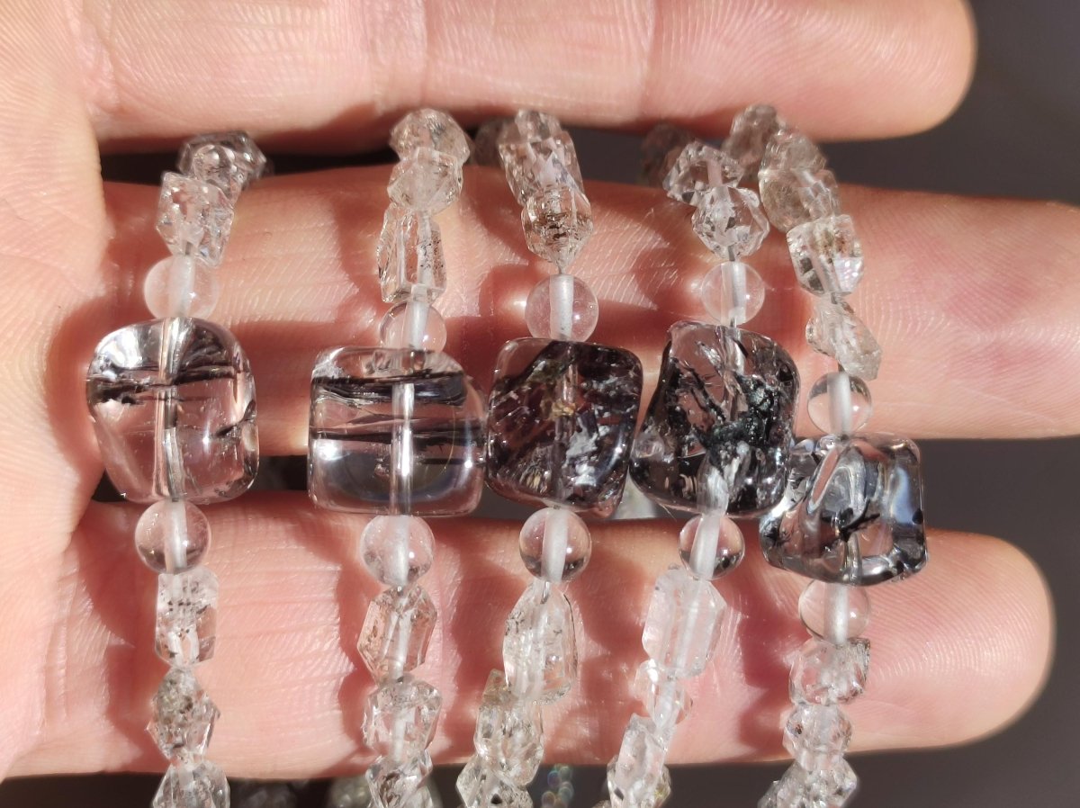 Herkimer Diamant AAA Edelstein Perlen Armband Natur klar Heilstein Kristall Rarität Selten Geschenk Mann Frau Mutter Vater Er Sie - Art of Nature Berlin