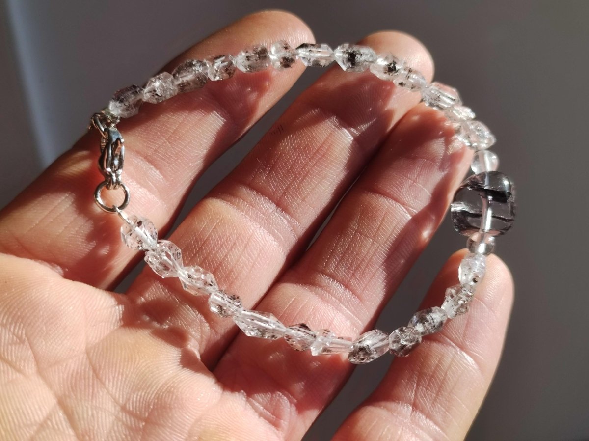 Herkimer Diamant AAA Edelstein Perlen Armband Natur klar Heilstein Kristall Rarität Selten Geschenk Mann Frau Mutter Vater Er Sie - Art of Nature Berlin