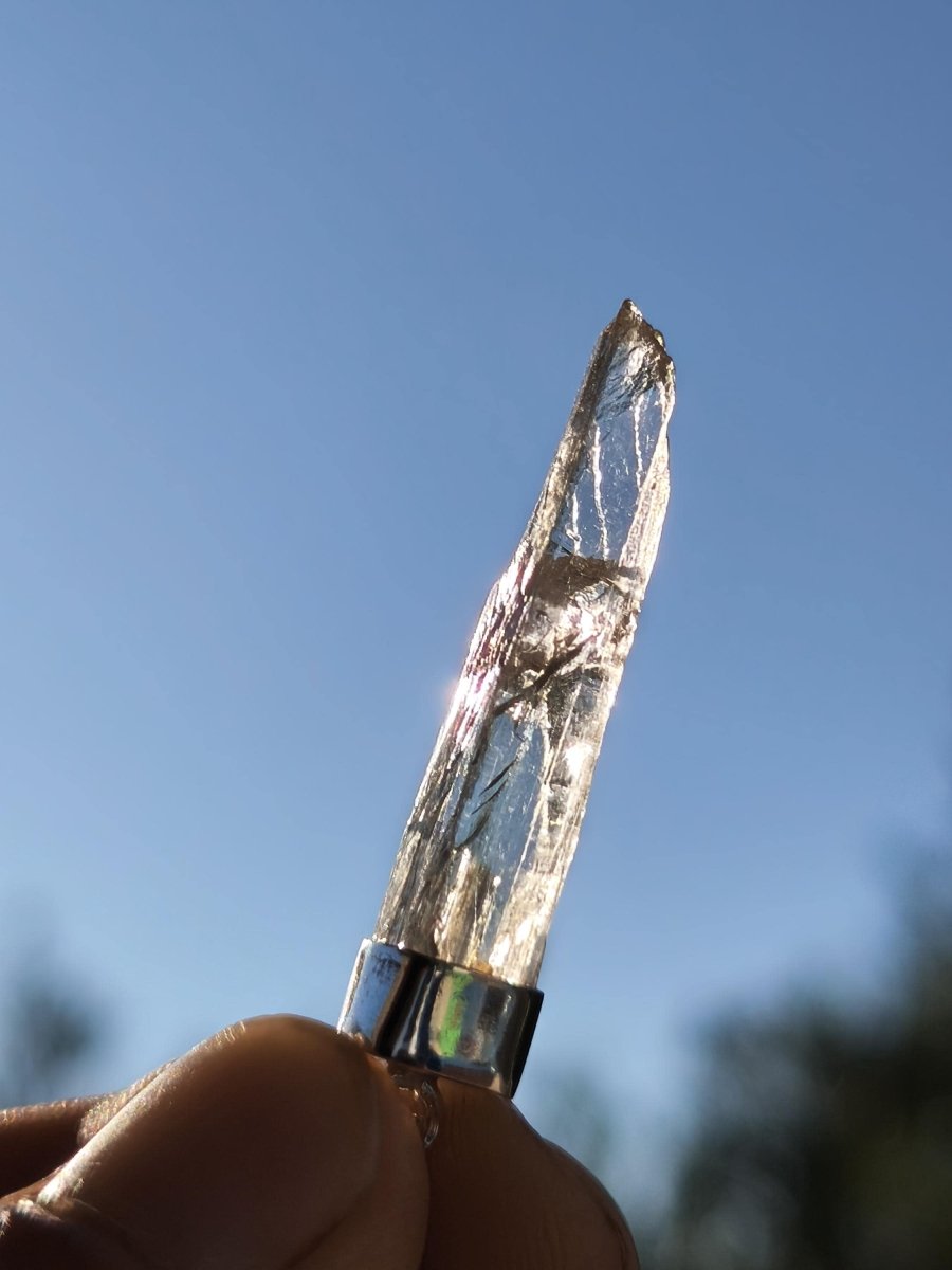 Hiddenit Kette AAA Rarität 925 Sterling Silber Anhänger Edelstein Klar transparent Natur Heilstein Selten Geschenk Mann Frau Er Sie Mineral - Art of Nature Berlin