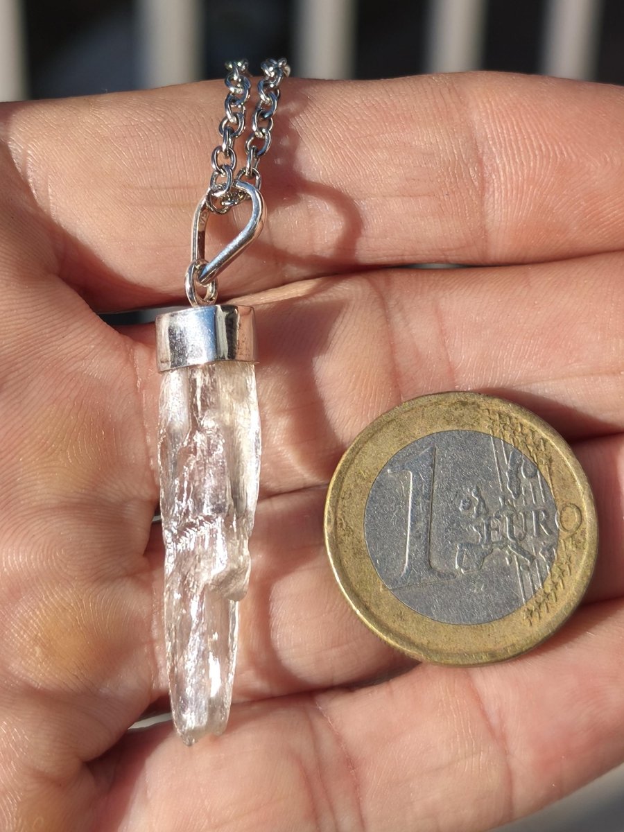 Hiddenit Kette AAA Rarität 925 Sterling Silber Anhänger Edelstein Klar transparent Natur Heilstein Selten Geschenk Mann Frau Er Sie Mineral - Art of Nature Berlin