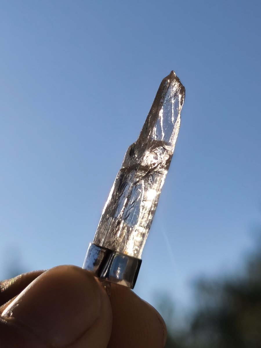Hiddenit Kette AAA Rarität 925 Sterling Silber Anhänger Edelstein Klar transparent Natur Heilstein Selten Geschenk Mann Frau Er Sie Mineral - Art of Nature Berlin