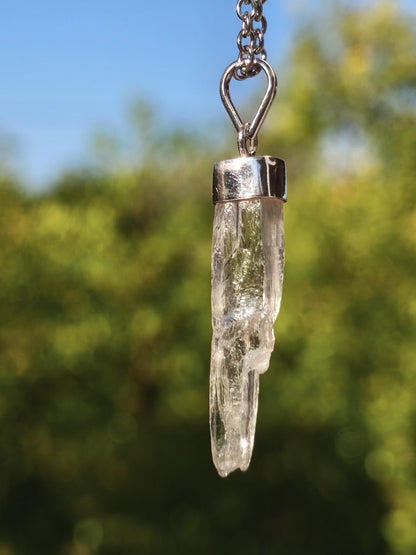 Hiddenit Kette AAA Rarität 925 Sterling Silber Anhänger Edelstein Klar transparent Natur Heilstein Selten Geschenk Mann Frau Er Sie Mineral - Art of Nature Berlin