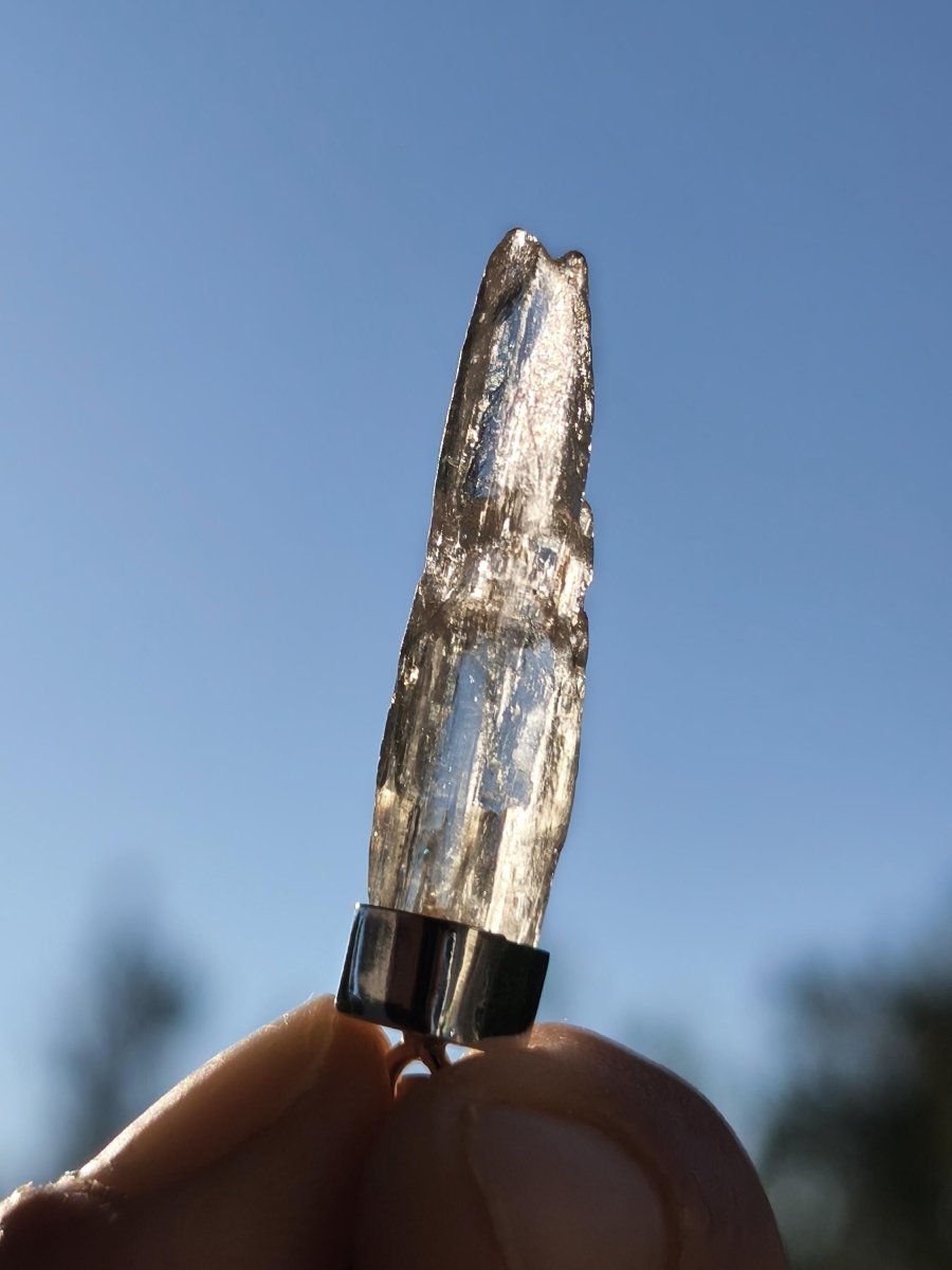 Hiddenit Kette AAA Rarität 925 Sterling Silber Anhänger Edelstein Klar transparent Natur Heilstein Selten Geschenk Mann Frau Er Sie Mineral - Art of Nature Berlin