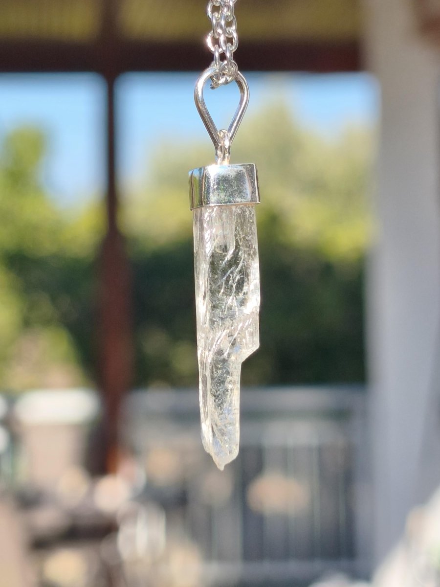 Hiddenit Kette AAA Rarität 925 Sterling Silber Anhänger Edelstein Klar transparent Natur Heilstein Selten Geschenk Mann Frau Er Sie Mineral - Art of Nature Berlin
