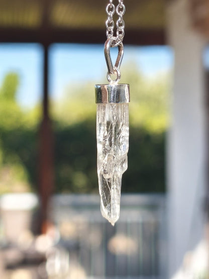 Hiddenit Kette AAA Rarität 925 Sterling Silber Anhänger Edelstein Klar transparent Natur Heilstein Selten Geschenk Mann Frau Er Sie Mineral - Art of Nature Berlin