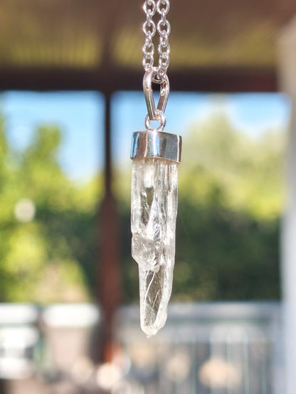 Hiddenit Kette AAA Rarität 925 Sterling Silber Anhänger Edelstein Klar transparent Natur Heilstein Selten Geschenk Mann Frau Er Sie Mineral - Art of Nature Berlin