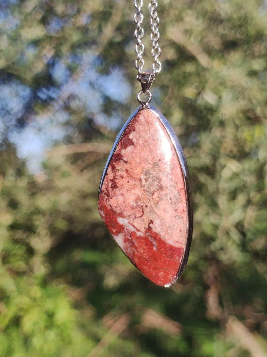 Huanucite - Roter Jaspis 925 Silber Edelstein Kette Heilstein Natur Braun Rarität Edel Mann Frau Geschenk Er Sie Freund Energie Kraft Glück - Art of Nature Berlin