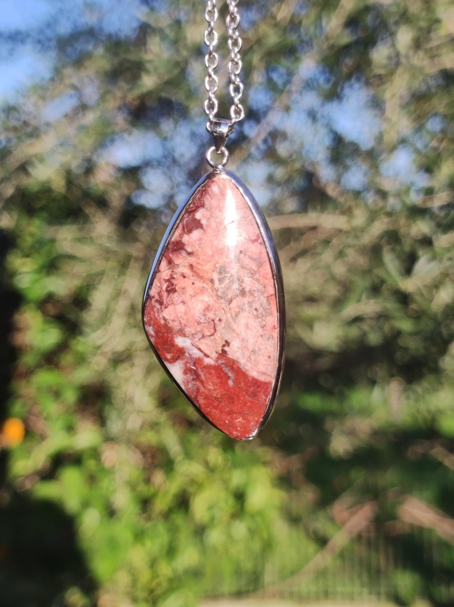 Huanucite - Roter Jaspis 925 Silber Edelstein Kette Heilstein Natur Braun Rarität Edel Mann Frau Geschenk Er Sie Freund Energie Kraft Glück - Art of Nature Berlin