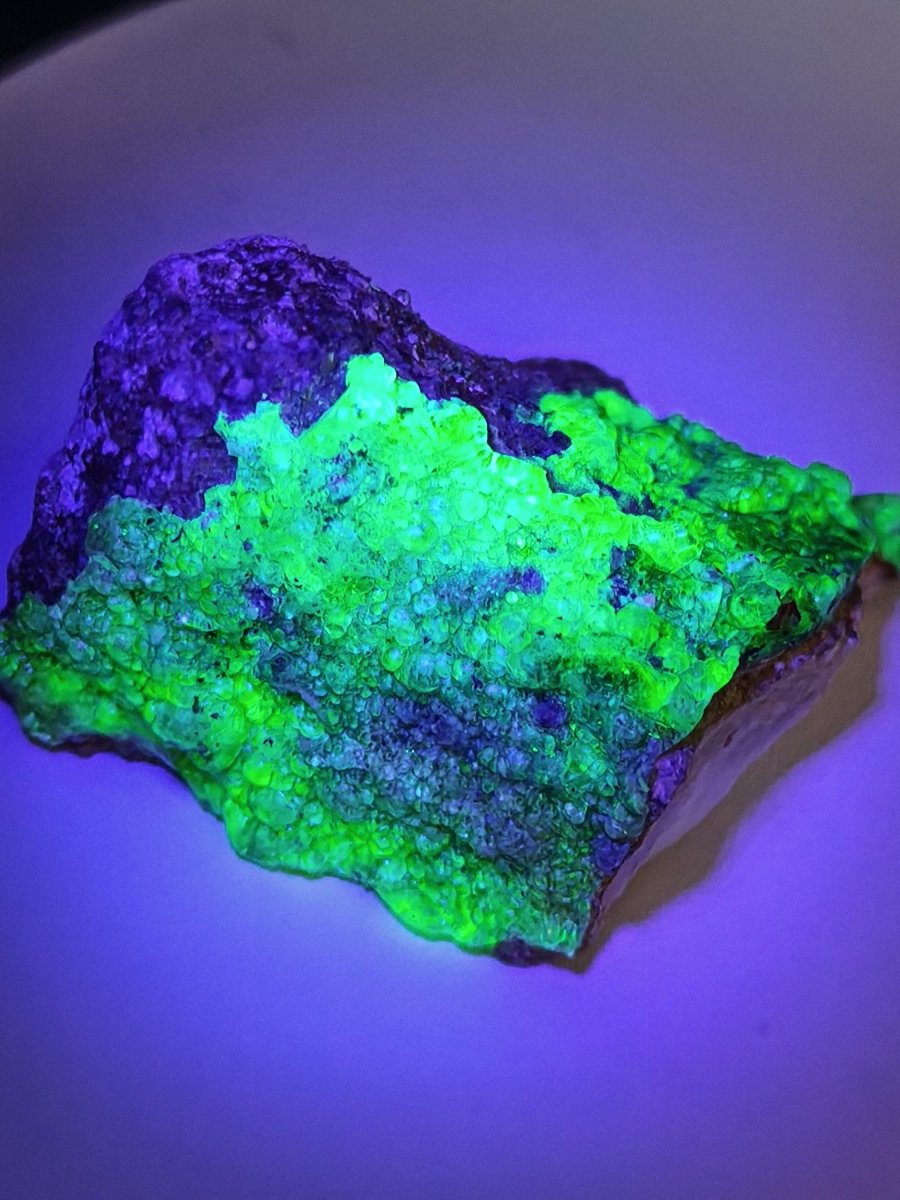 Hyalit Opal XL Namibia | UV aktiver Hyalit mit neongrüner Fluoreszenz | Traubige Mineralstufe Erongo| Sammler mineral Kristall Rarität - Art of Nature Berlin