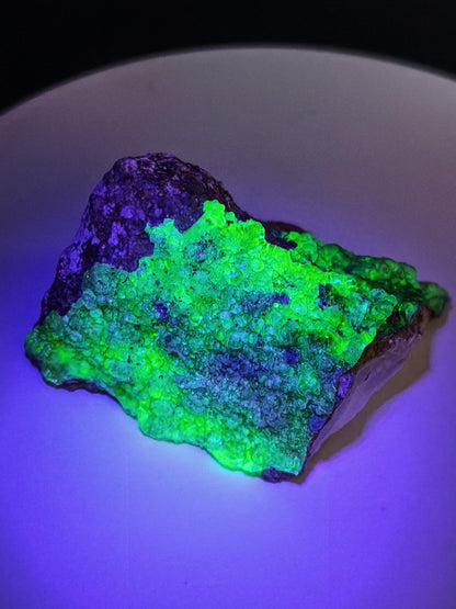 Hyalit Opal XL Namibia | UV aktiver Hyalit mit neongrüner Fluoreszenz | Traubige Mineralstufe Erongo| Sammler mineral Kristall Rarität - Art of Nature Berlin