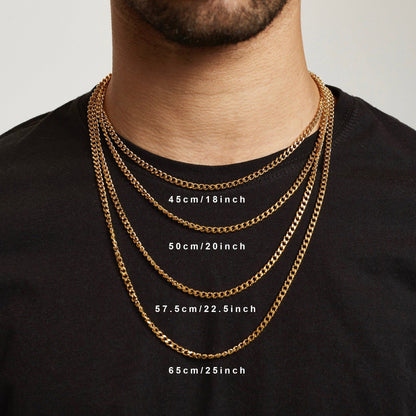 Einfache Männerkette - Gliederkette - Herren Schmuck - Edelstahl Silber -Länge wählbar - Mann Freund Er Geschenk