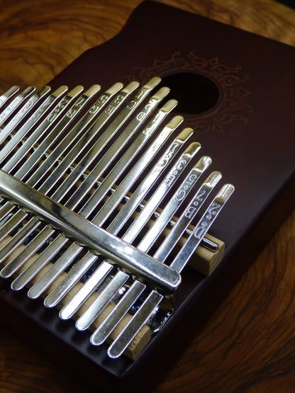 KALIMBA "Mandala" ~ Daumen Klavier - Instrument braun Holz süßer Klang Spirituell Musik Reisen Heilung Natur Goa Hippie Boho Ethno Vintage