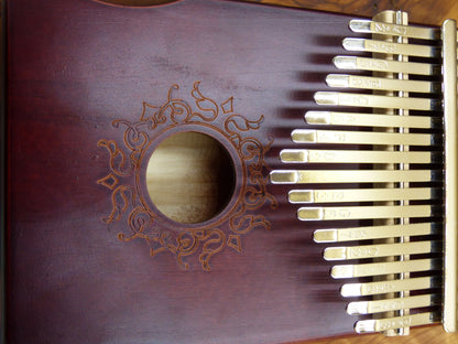 KALIMBA "Mandala" ~ Daumen Klavier - Instrument braun Holz süßer Klang Spirituell Musik Reisen Heilung Natur Goa Hippie Boho Ethno Vintage