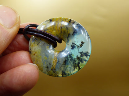Opale Andine Opale Bleu ~ Collier de pierres précieuses HIPPIE GOA Boho Ethno Nature Donut Protection Symbole Pierre de guérison Chakra Collecteur Minéral Rareté Homme Femme