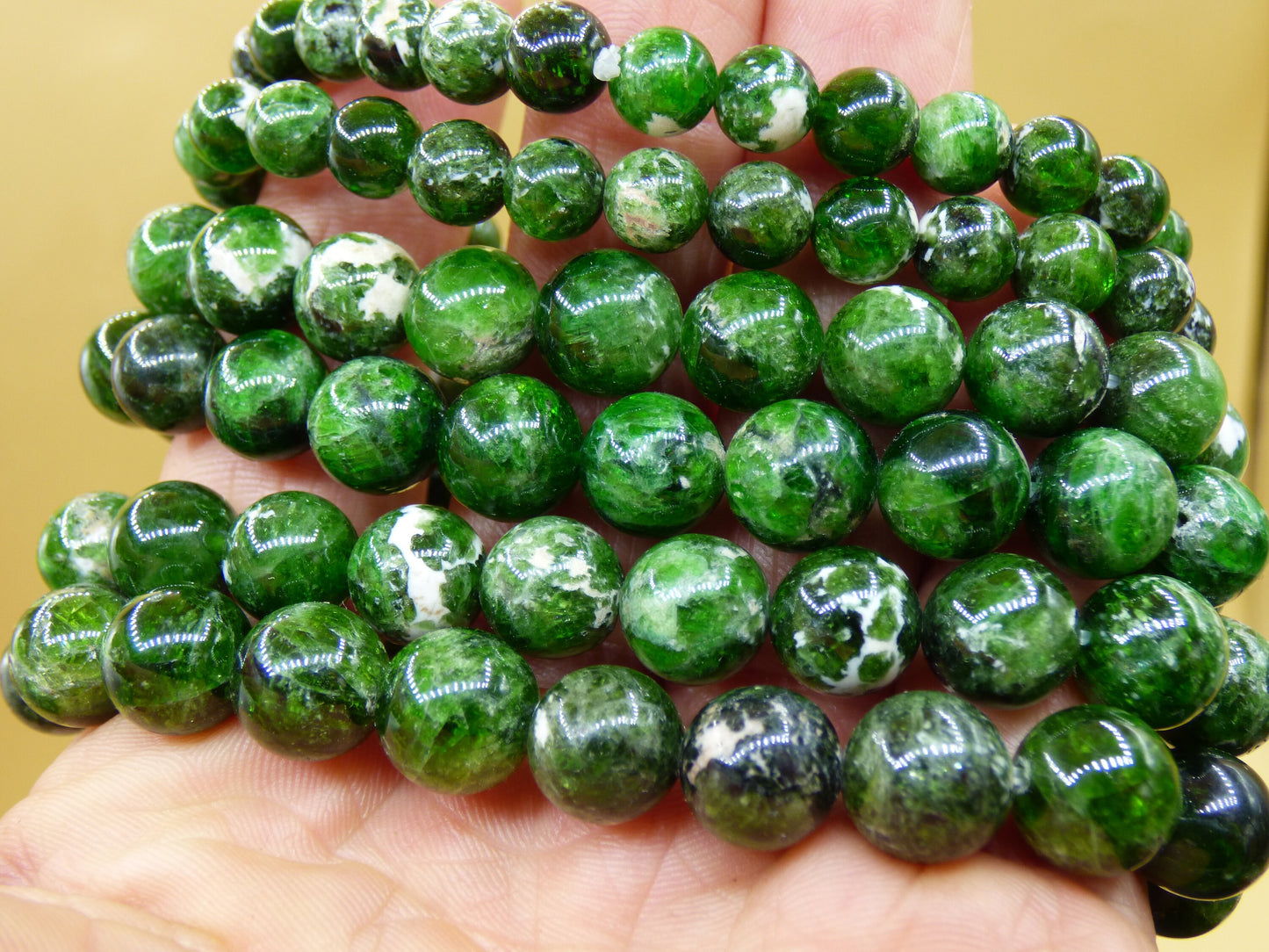 Bracelet extensible en perles de diopside, vert naturel, style hippie bohème ethnique indie, pierre de guérison naturelle, rareté magique, diopside chromé